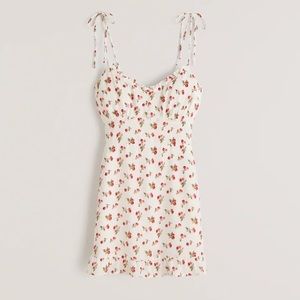 Cherry Print Tie-Strap Slim Waist Mini Dress